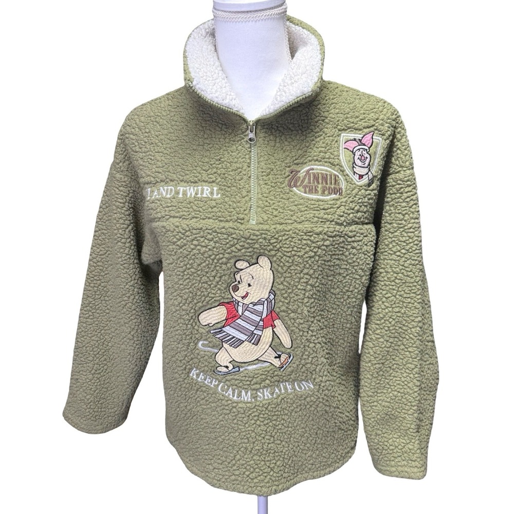 Disney Winnie the‎ Pooh Sherpa Pullover XS Piglet Fleece Quarter Zip